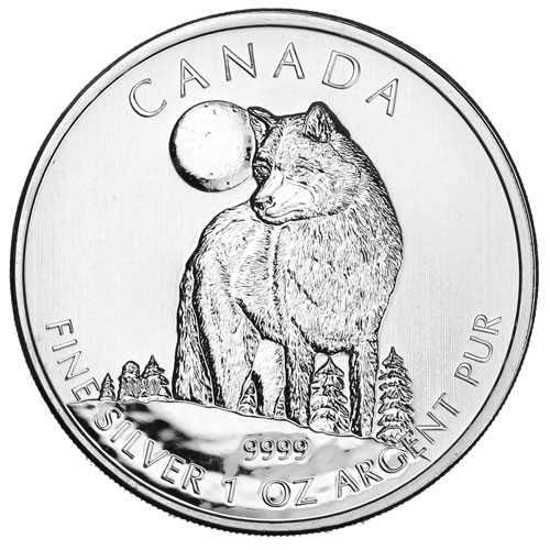 Silver Canadian Wildlife Series Wolf Coin 2011 - 1 oz
